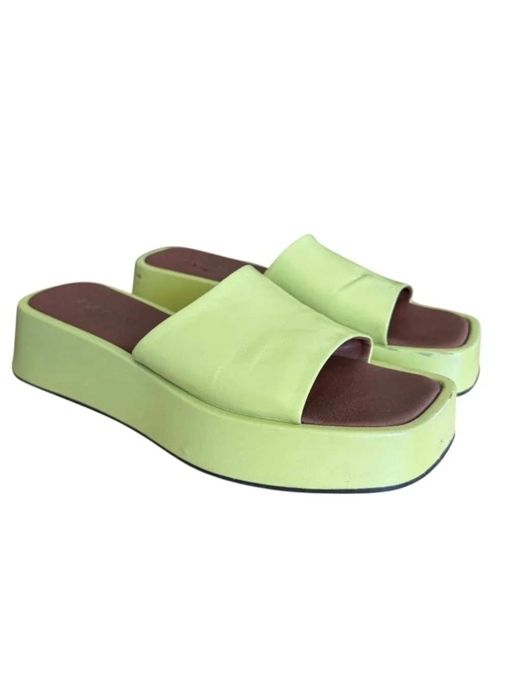 Alohas Svegan Dopamine Maximalist Square Toe Platform Mule Slide Green EU 38